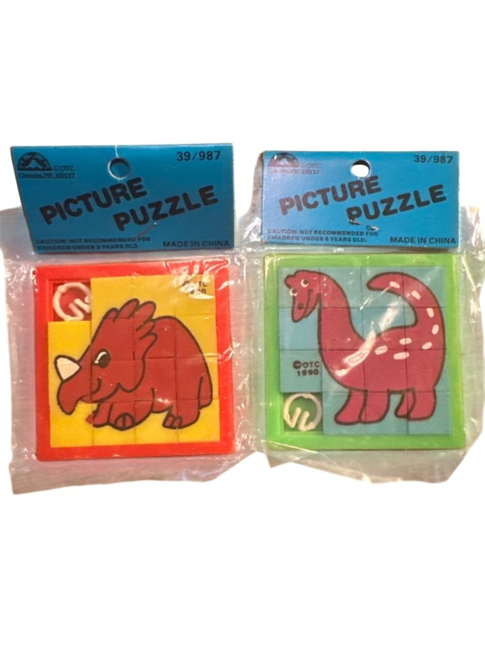Vintage set of 2 OTC 1990 Picture Puzzle Set 39/987 dinosaur plastic READ NEW
